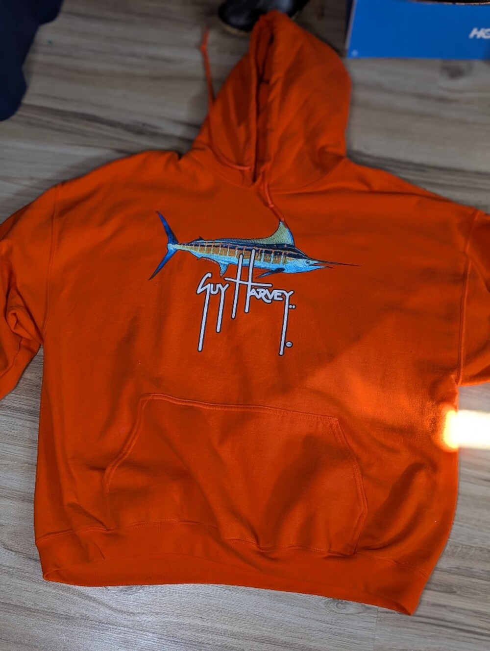 Guy Harvey AFTCO Bluewater Orange Hoodie Men’s Size 2 XL Marlin GraphicMeasurem